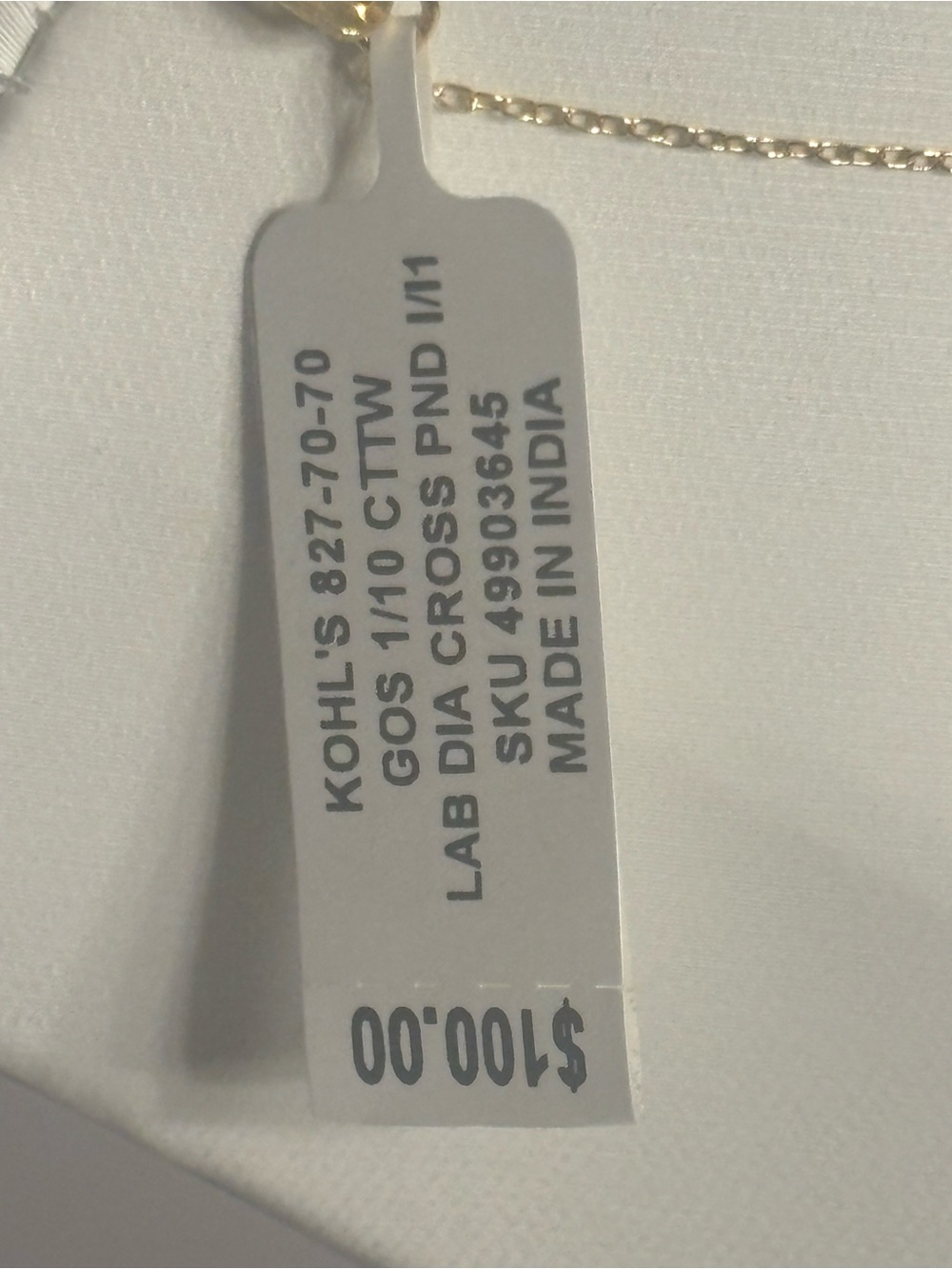 Kohls Gold Cross Pendant Necklace with Lab Diamonds - Retails $100.00 - Picture 4 of 5